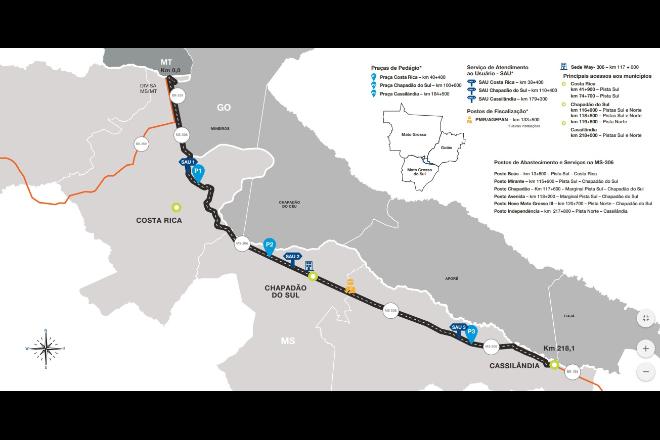 Com valores entre R$ 10 e R$ 90, pedágio na rodovia MS-306 começará a ser cobrado em abril