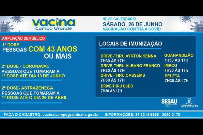 Capital amplia vacinação contra Covid para pessoas com 43 anos neste sábado