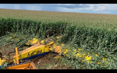 Avião Agrícola cai em Chapadão do Sul e piloto não resiste à queda