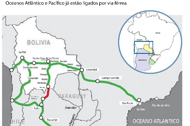 Rota ferroviária bioceânica custa três vezes menos que a rodoviária