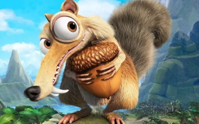 Scrat, o esquilo pré-histórico de A Era do Gelo, enfim come a sua noz