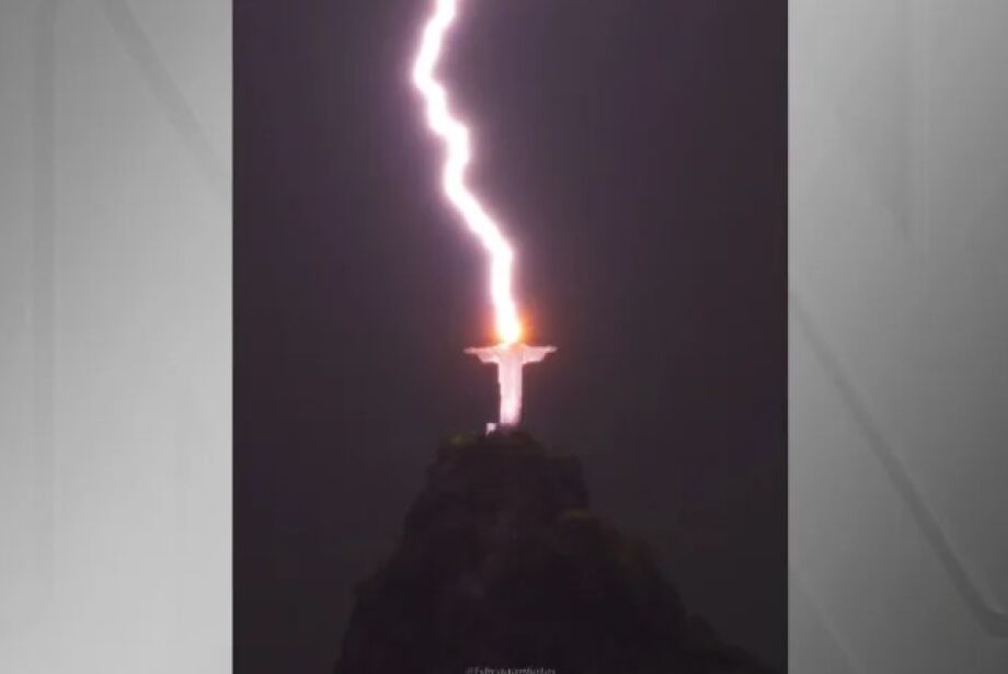 Raios atingem Cristo Redentor e queimam iluminação, mas não prejudicam monumento