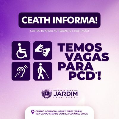 CEATH disponibiliza 22 vagas de emprego para Jardim e região